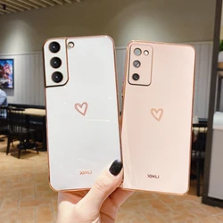 Plating Love Heart Phone Case For Samsung Galaxy S21 S20 S22 S23 S8 S9 S10 Note 10 20 Plus Ultra S20 Fe Fan Edition Luxury Cover