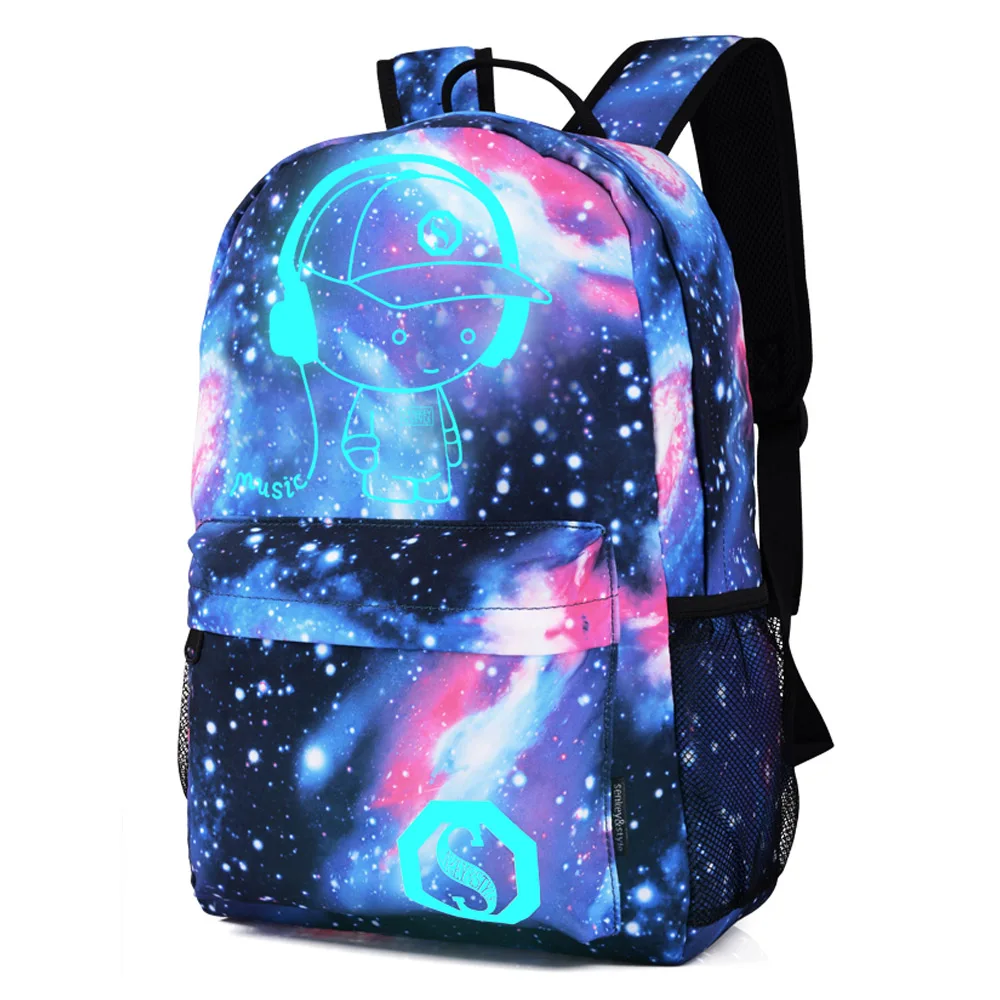 Fashion Canvas Luminous School Bag for Boys Girls High Capacity Schoolbag Mochila Bolsa Travel Backpack Birthday Best Gift