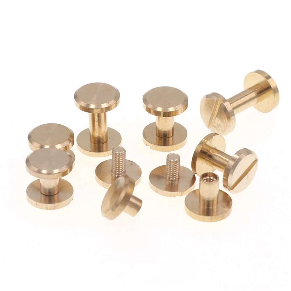 8/10mm Solid Brass Screw Nail Bolt Rivets Binding Book Round Head Screws Studs for Leather Craft Bags Clothes Shoes Strap Belt