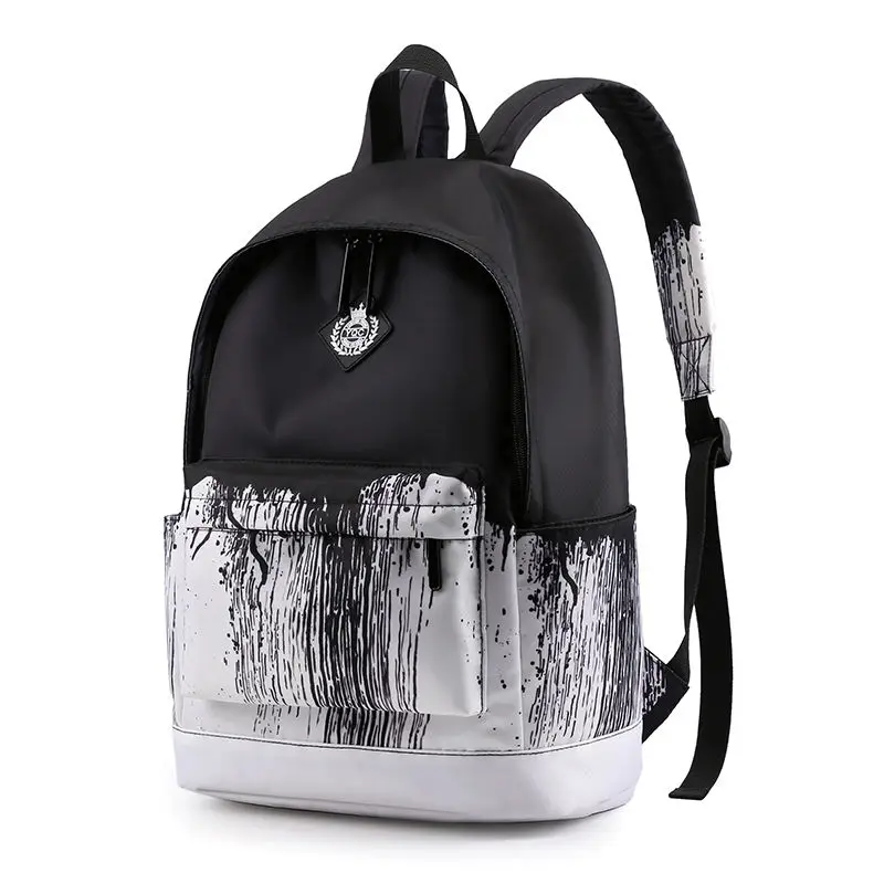 Mochila escolar leve unissex para meninas e meninos adolescentes, mochila casual feminina, bolsa de grife preta e branca