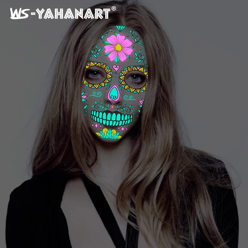 2021 Halloween Tattoo Face Stickers Women Two-Color Luminous Horror Body Art Fake Tattoos Ghost Festival Scar Tattoo Sticker Hot