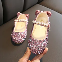 Kids School Shoes Baby Girls Princess Sequin Little Girl  Party Flat Leather Shoes Children Wedding Shoe 1 2 3 4 5 6 7 8 9 10