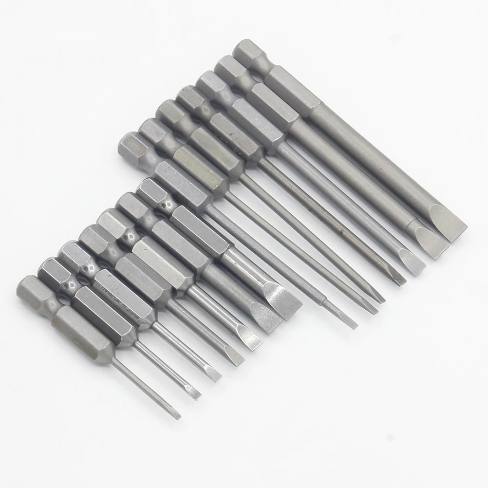 1Pc 1/4 Inch Hex Flat Head Slotted Tip Screwdrivers Bits Electric screwdriver Set