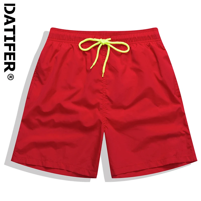 Datifer Brand Summer Men Shorts Fashion Nylon Solid Mesh Liner Traje De Baño Drawstring For Swimsuits Male Surf Sports Shorts