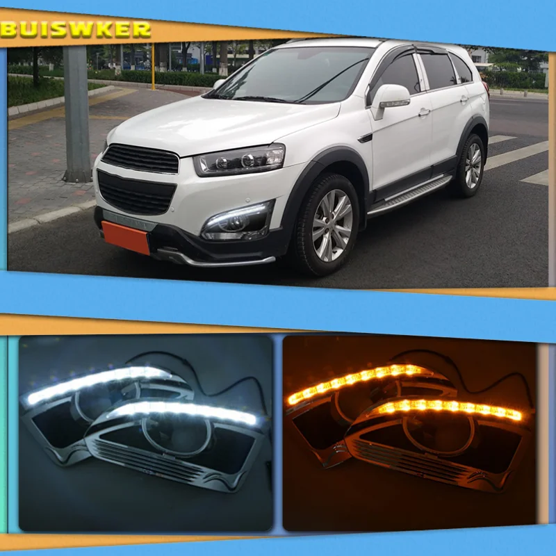 

2Pcs For Chevrolet Captiva 2014-2016 turn Signal Relay Car-styling 12V LED DRL Daytime Running Lights with fog lamp hole