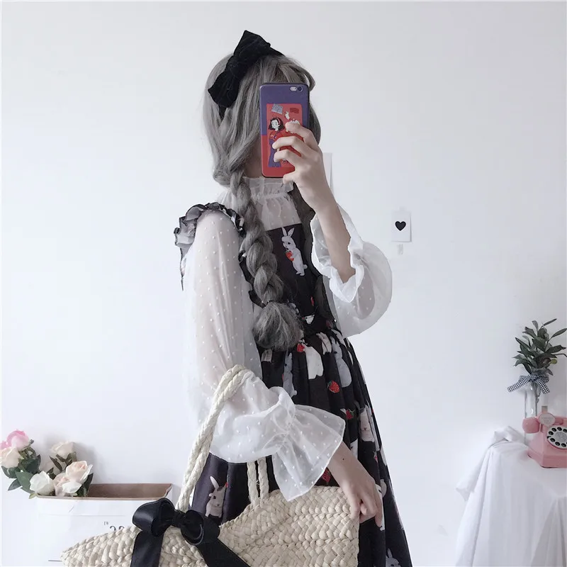 Japanese sweet lolita dress vintage lace high waist cute printing victorian dress kawaii girl gothic lolita jsk loli cos