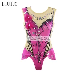 LIUHUO Figure Skating Dress Women's Girls' Ice Performance Rhythmic Gymnastics Competition Leotard Dance Unitard Training Red