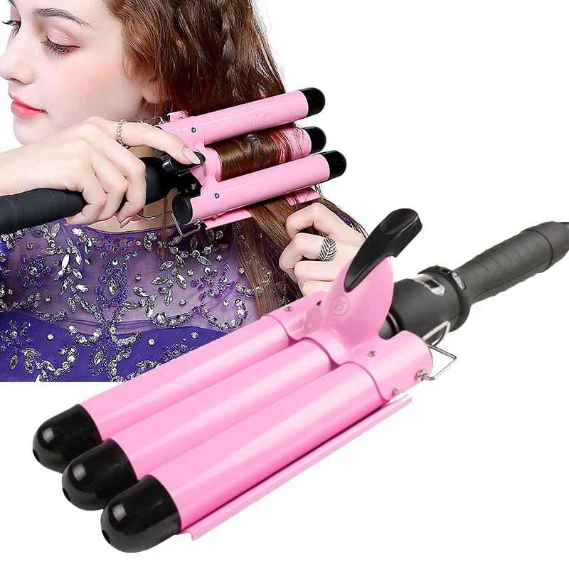 

Professional Ceramic Triple Barrel Hair Curler Irons Wave Fluffy Hair Corrugated Hair Crimp Curling Iron 5 Types Styling Tools