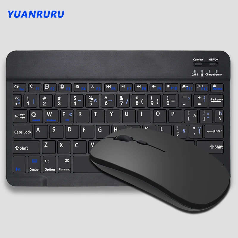 10 Inch Wireless Keyboard Bluetooth Keyboard Mouse Combos Spanish Bluetooth Keyboard Rechargeable For ipad Phone Tablet Laptop