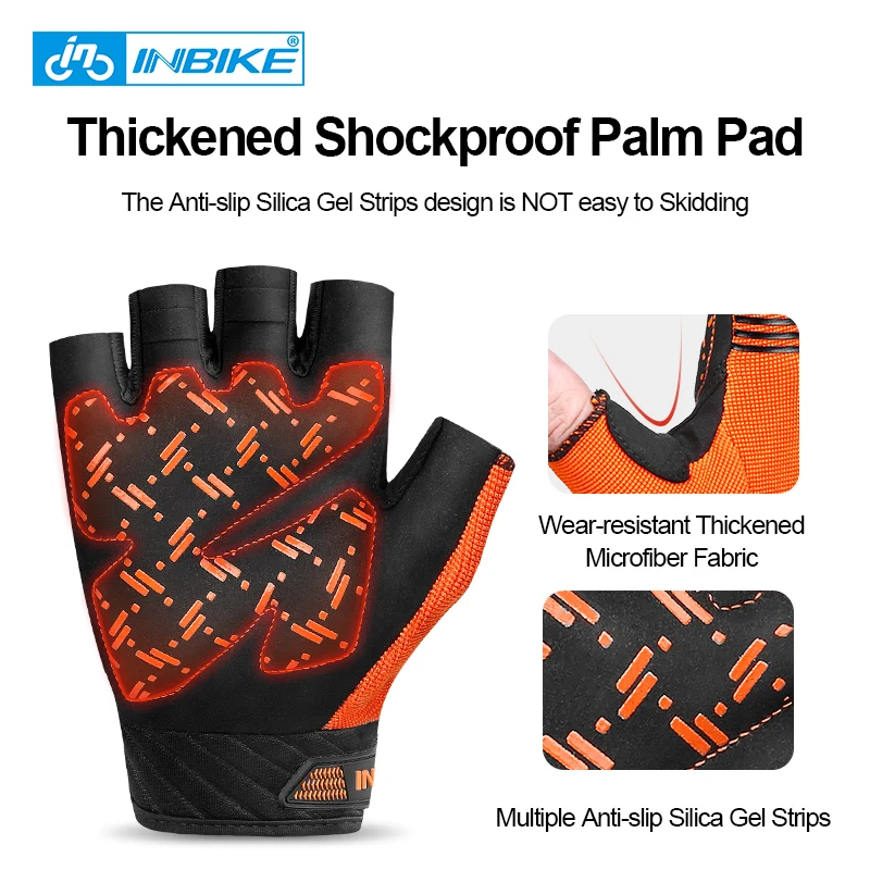 INBIKE Half Finger Cycling Gloves Summer Shockproof Mountain Road Gloves Bicycle MTB Bike Glove for Cycling Palm Pad Accessories