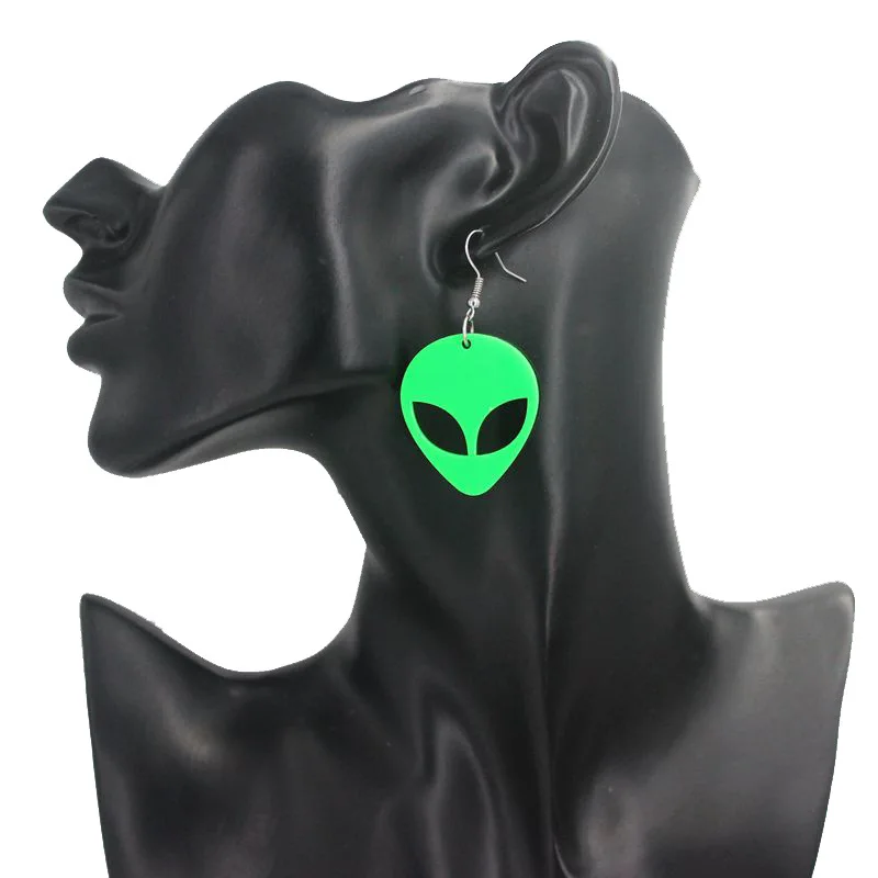 Transparent Fluorescent Green Scientific Exploration Alien Earrings Creative Internet Celebrity Vigorous Girl Acrylic Eardrop