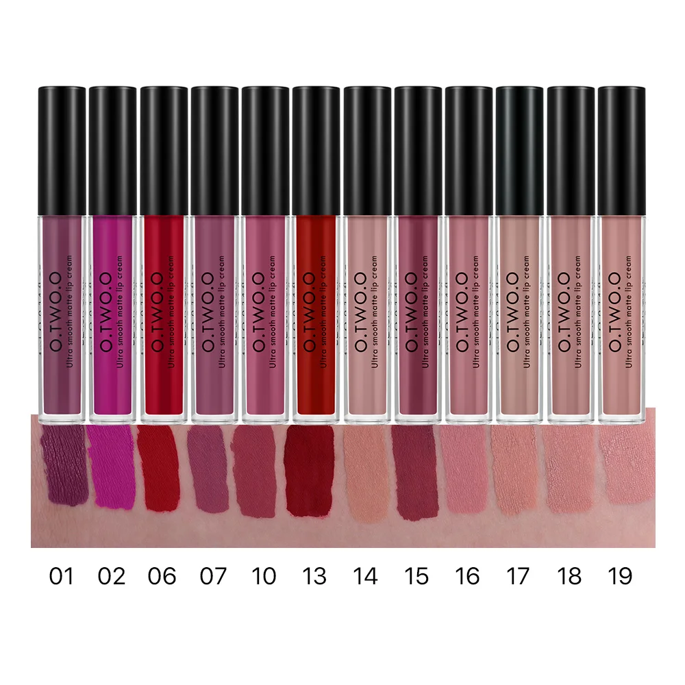 O.TW O.Oผ้าไหมVelvet LiquidลิปสติกMatte Lip Glossกันน้ำLong Lasting Lip Makeupเนื้อนุ่มเซ็กซี่ผู้หญิงNude Lip stick