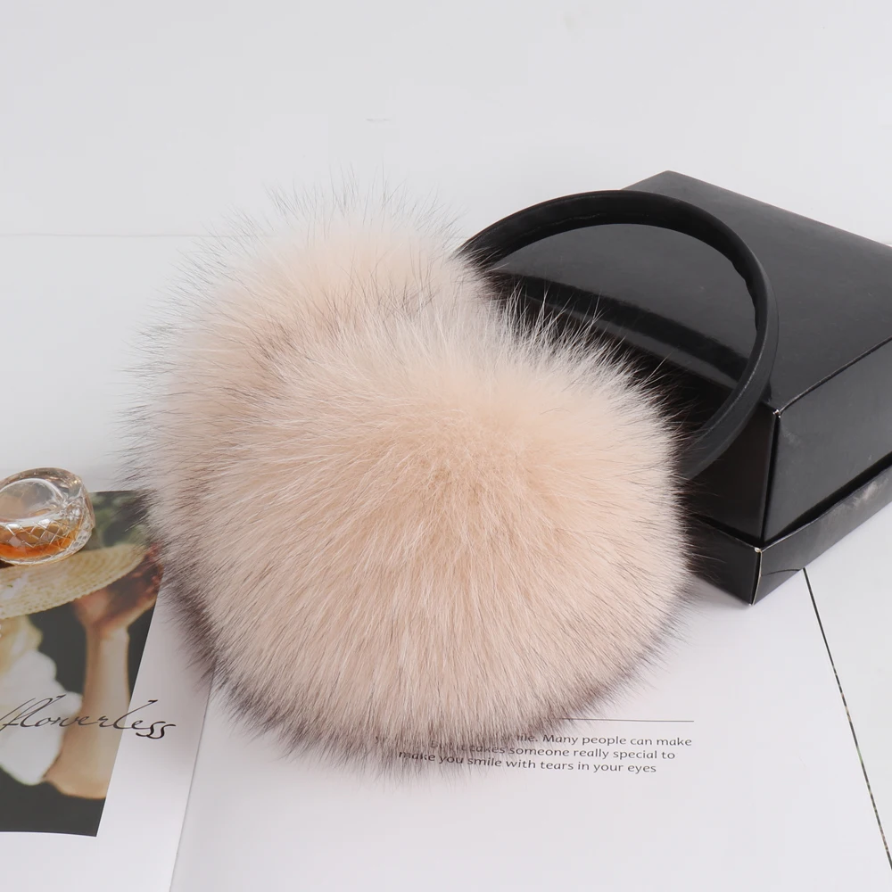 New Women Winter Warm Fluffy Natural Real Fox Fur Earmuffs Genuine Fox Fur EarMuff Girls Outdoor Windproof Real Fox Fur Ear-cap