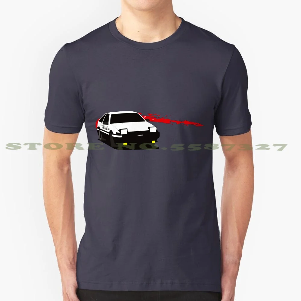 Initiald 100% Pure Cotton T-Shirt Initial Drift Trueno Ae86 Anime Fujiwara Tofu Shop Manga Eight Six Takumi Red Sun Impact Blue