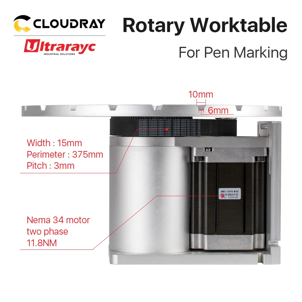 Ultrarayc Rotary Worktable 20 Slots Neam 34 Motor & Driver Rotary Device for Pen Marking Fiber Laser Machine Co2 Marking Machine