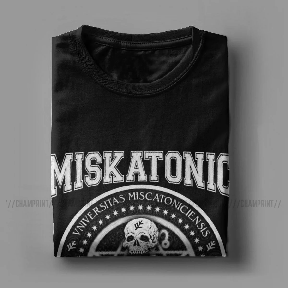 Miskatonic University Azhmodai T-Shirts for Men 100% Cotton T Shirt Cthulhu Lovecraft Short Sleeve Tee Shirt Adult Clothing