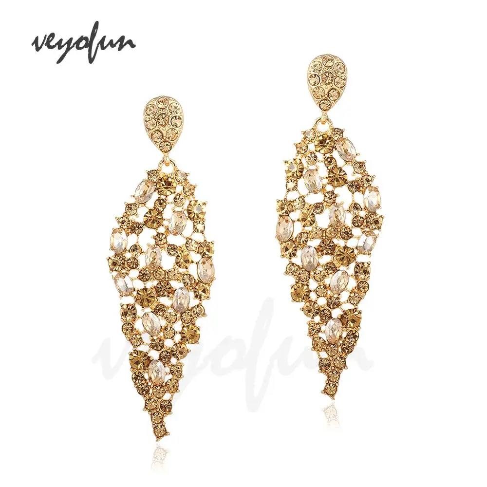 Veyofun Hollow out Rhinestone Dangle Earrings Luxury ZA Drop Earrings For Woman Fashion Jewelry New