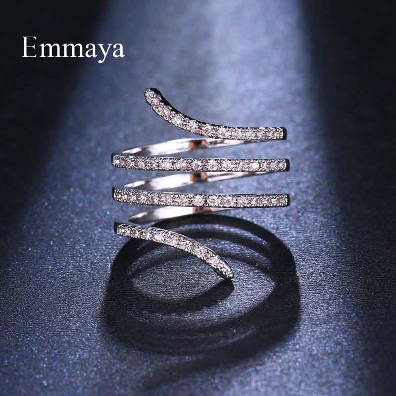 Emmaya New Design For Female Spiral Shape Cubic Zircon Ring  Adjustable Attractive Gifts In Weeding Party Fashion Trend