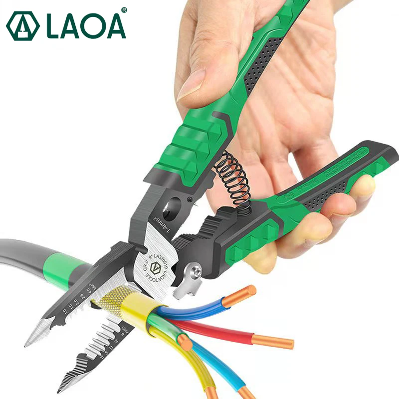 

LAOA 9Inch Electrician Pliers Large Needle Nose Pliers for Wire Stripping Cable Cutters Terminal Crimping Hand Tools