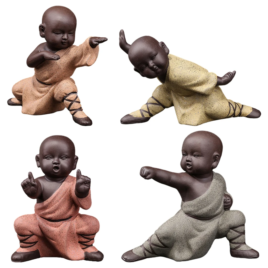 

Ceramic Kungfu Monk Figurine Novelty Crafts Desktop Statue Home Office Tabletop Art Sculpture Decoration Collections