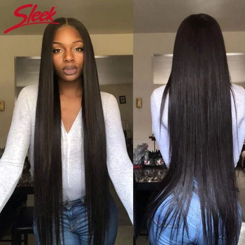 Sleek 30 32 34 36 inch Straight Brazilian Hair Weave Bundles 100% Natural Human Hair 1 3 4 Bundles Double Wefts Thick Remy Hair