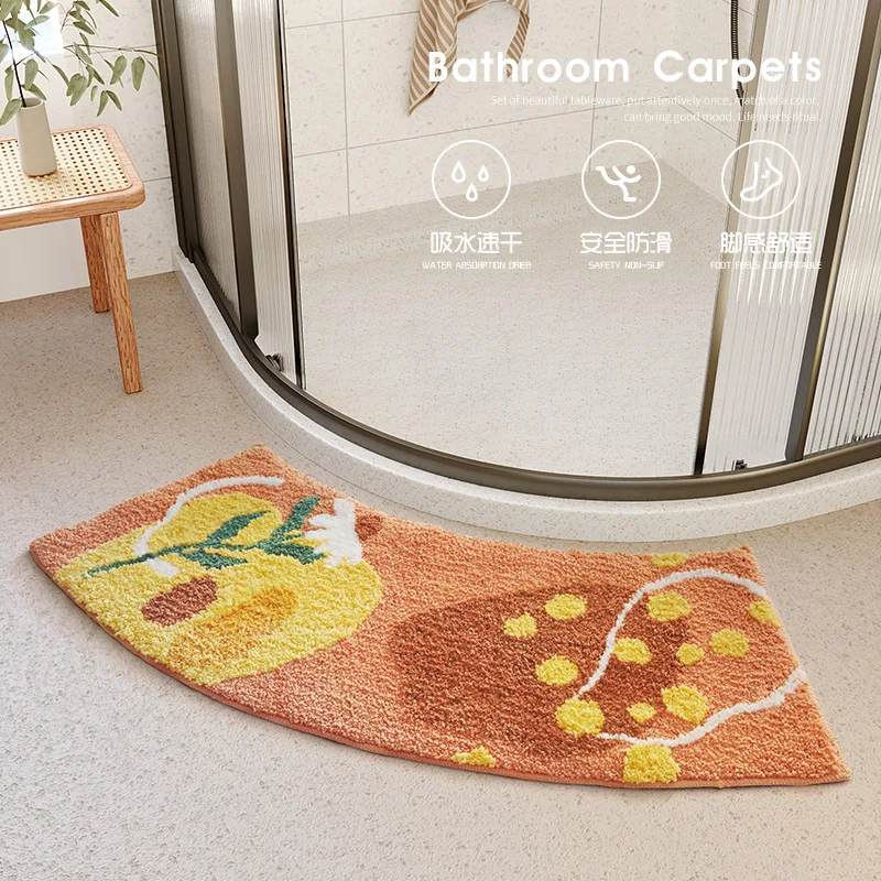 New Arrive Fan-shaped Absorbent Floor Mat Shower Room Door Foot Pad Toilet Foot Pad Bathroom Non-slip Mat Home Decoration