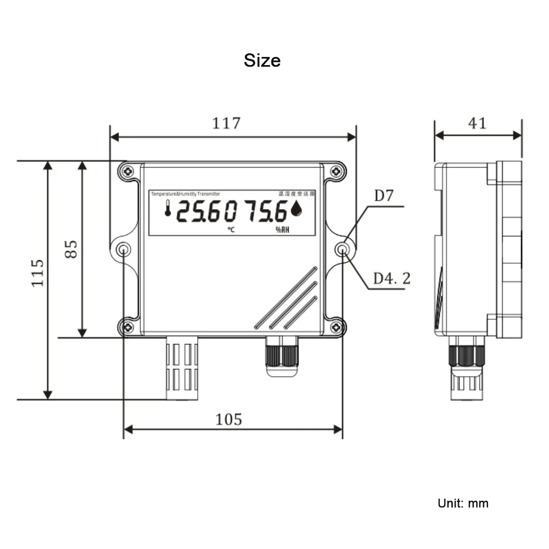FANDE Temperature and Humidity Transmitter Digital Display 0-80℃ RS485 or 4-20mA Industrial Thermohygrometer