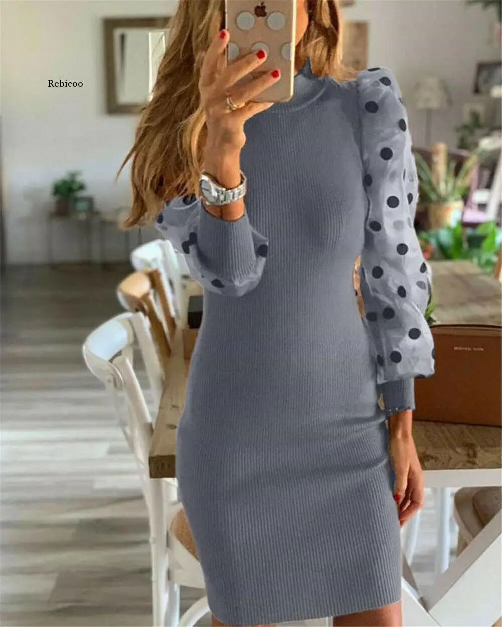 

Women's Knit Sweater Dress Long Puff Sleeve Long Jumper Pencil Dresses 2020 New Ladies Casual Dress Winter Dress hot