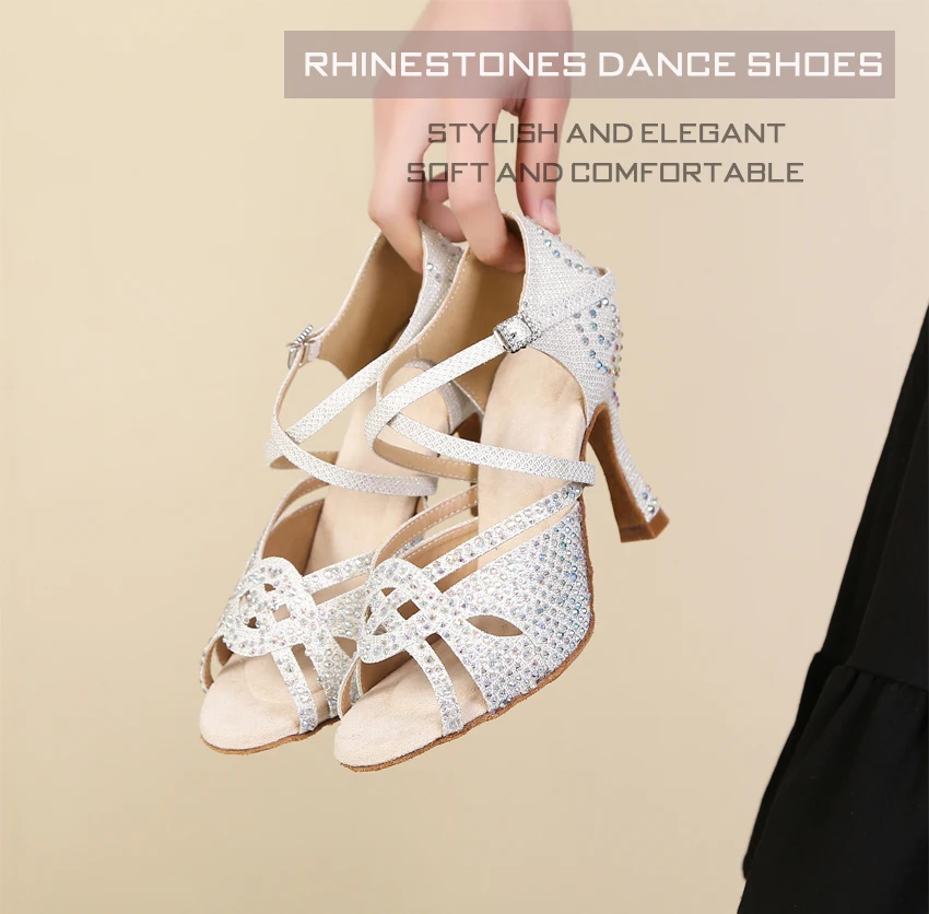 CINMIDY Latein Tanzschuhe Damen Ballsaal Tanzschuhe Mädchen Tango Salsa High Heels Damen Tanz Sneakers Damen Hochzeitsschuhe – Detail 1