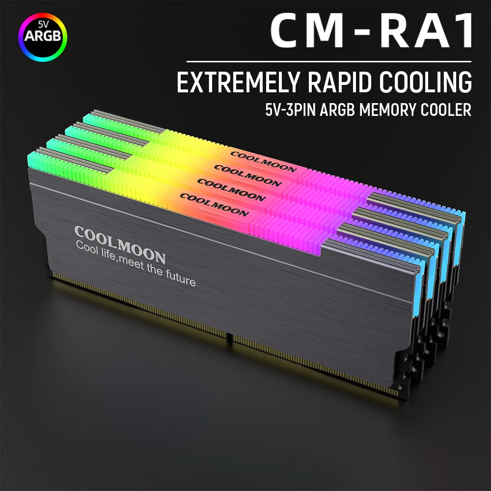 COOLMOON CR-D134S RAM ARGB Heatsink Heat Memory Vest Cooling Radiator 5V 3PIN RGB Cooler Safe Spreader For Desktop Computer PC