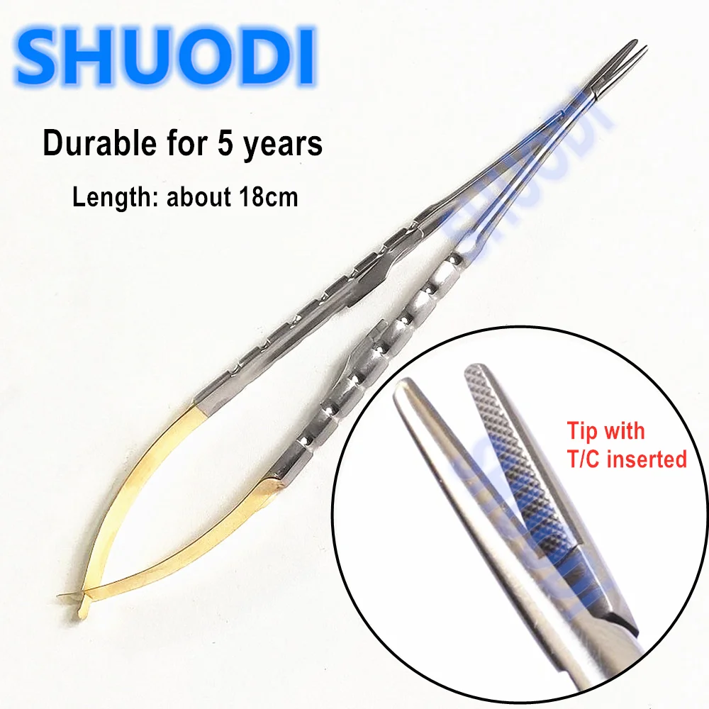 Dental Orthodontic Microsurgical Castroviejo Locking Needle Holder Tip with TC Microscopy Tweezer  Surgical Suture Forcep