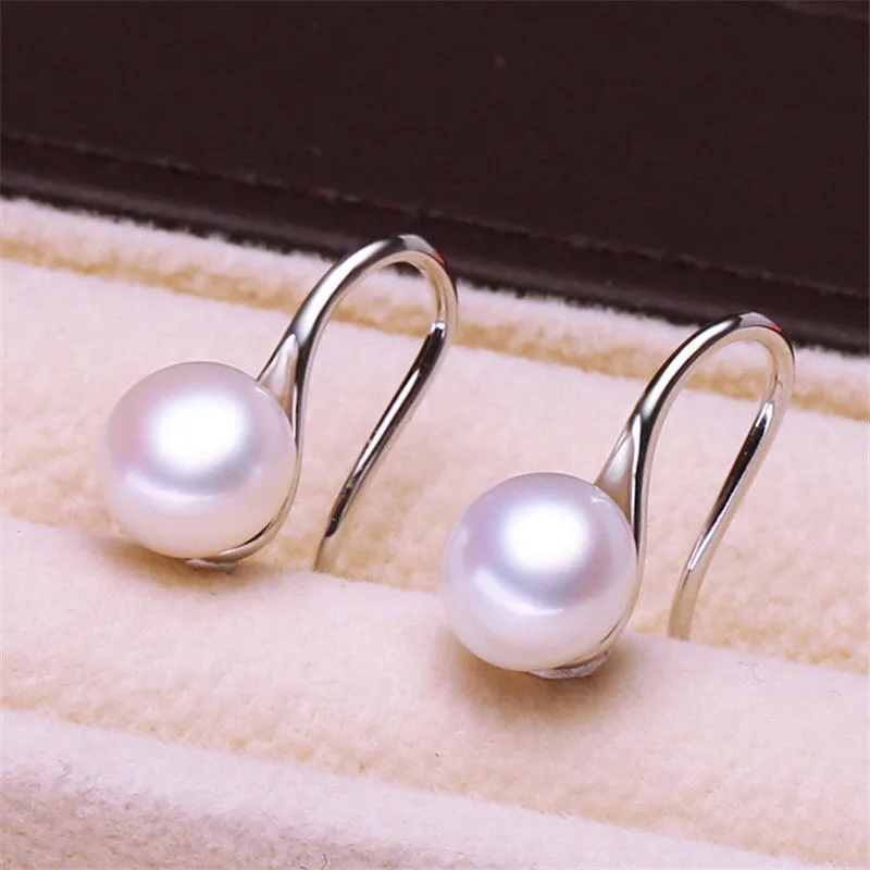 

Fashion Pearl Earrings Genuine Natural Freshwater Pearl 925 Sterling Silver Pearl Stud Earrings For Women Jewelry Gift