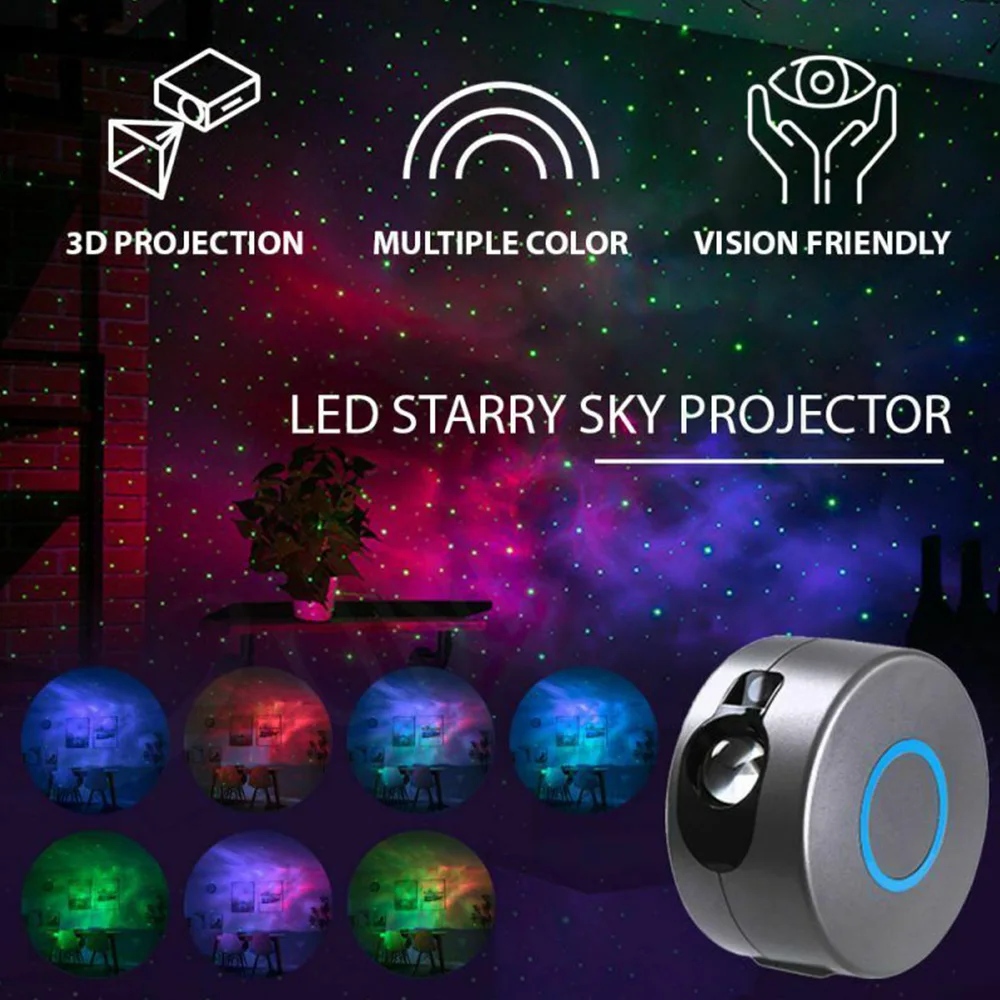 3D Aurora Starry Sky Light LED Laser Projector Rgb Colorful Sky Rotating Night Lamp With Wirless Remote Control for Home Decor