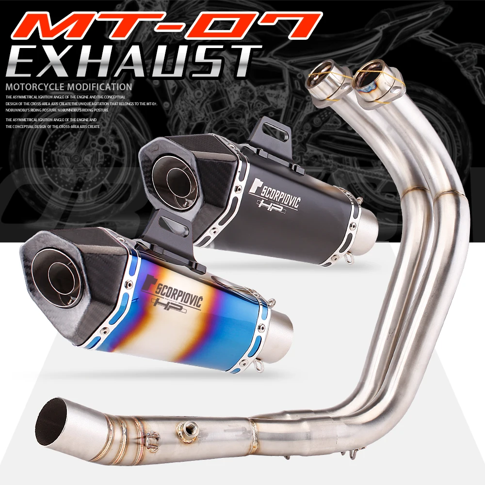 

Complete motorcycle exhaust system mt07 fz07, for tester MT-07 2014-2019, with muffler xsr700, 2018, 2016, 2017, 2018