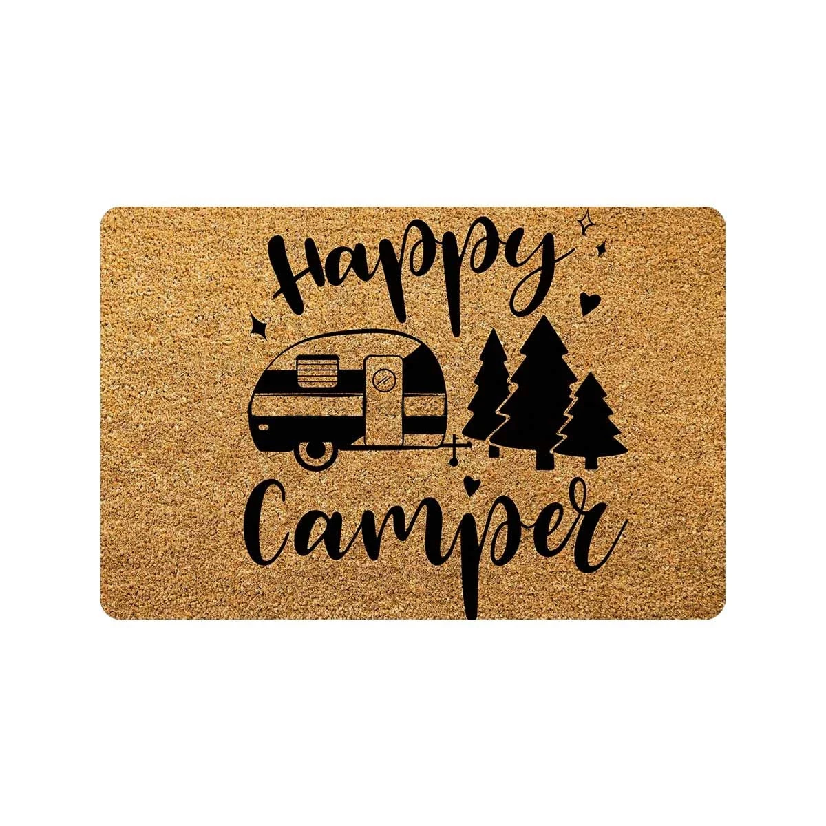 Personalized Door Mat Happy Camper Doormat Non Slip Indoor Outdoor Doormat Floor Mat Home Decor