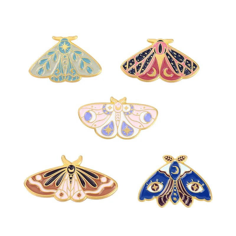 Insect series pin, creative butterfly and moth shape enamel brooch wholesale, bag decoration badge, gift for friend