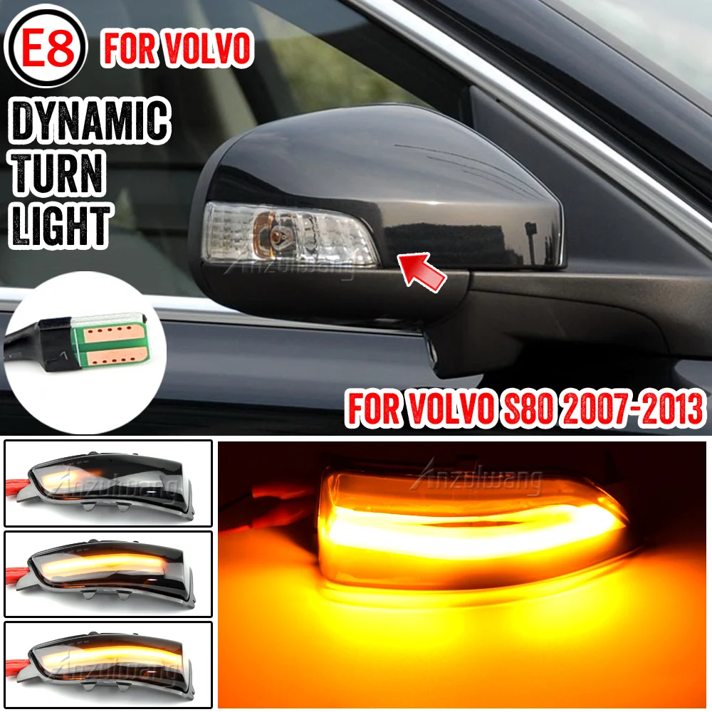 

For Volvo S80 2007-2013 LED Dynamic Turn Signal Light Side Mirror Sequential Lamp Blinker Indicator