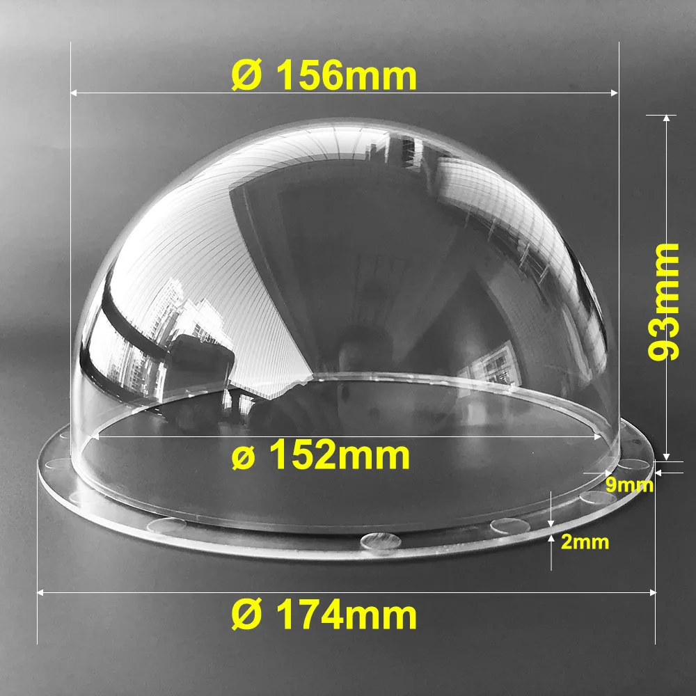 

6.8 Inch Acrylic Indoor/Outdoor CCTV Replacement Clear Dome Housing Security Camera Vandal-proof Dome Transparent Cover 174x93mm