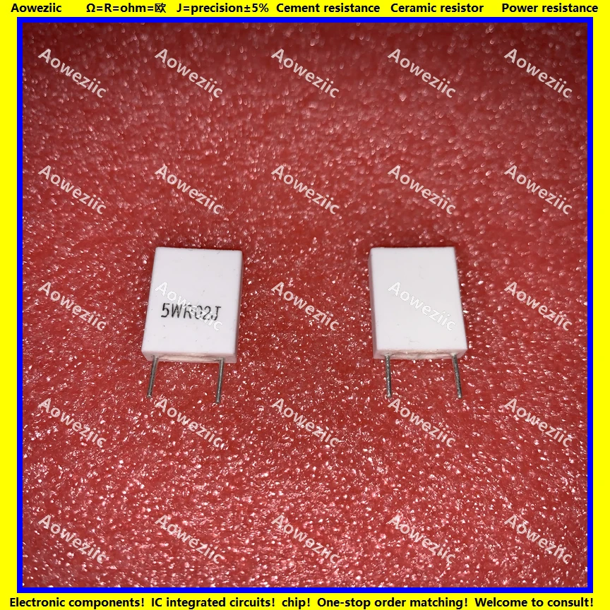 Resistor de cimento 5w 0.02 ohm 5wr02j r., resistor indutivo de resistência cerâmica 5% e precisão. 10 peças.