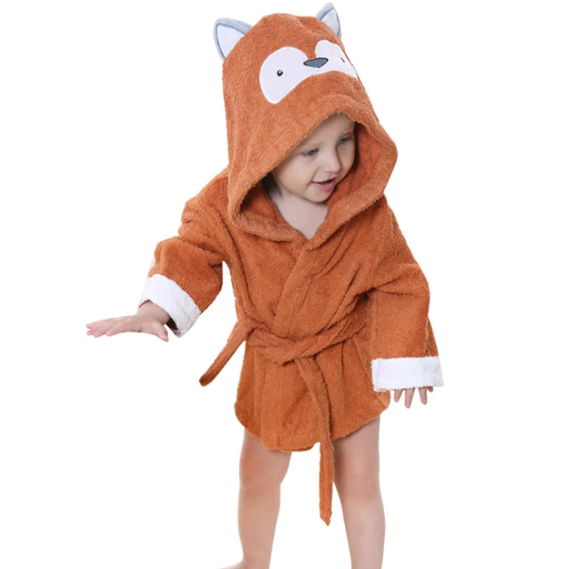 Baby Robe Cartoon Hoodies Girl Boys Bathrobe 0-6 Year Good Quality Towels Kids Soft Children Clothing Pajamas mouse And the fox