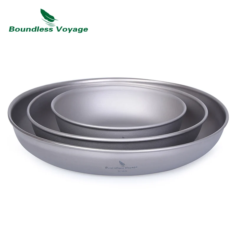 Boundless Voyage 3pcs Titanium Dish Plate Outdoor Camping Tableware Cookware Mess Kit Ultralight167g