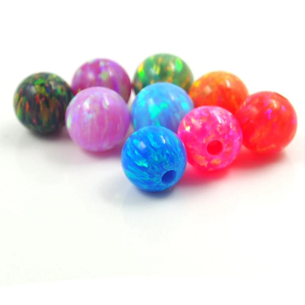 Lab Created White Red Blue Fire  Full Drilled Hole Opal Beads For Fashion Earring Jewelry Making