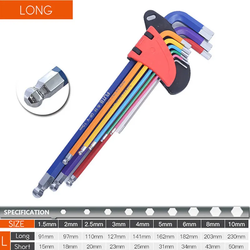 Allen Key 1.5-10mm Socket Wrench Set Colorful Double-End Torx Star L Ball-End Hex Allen Key Universal Spanner Repair Hand Tools