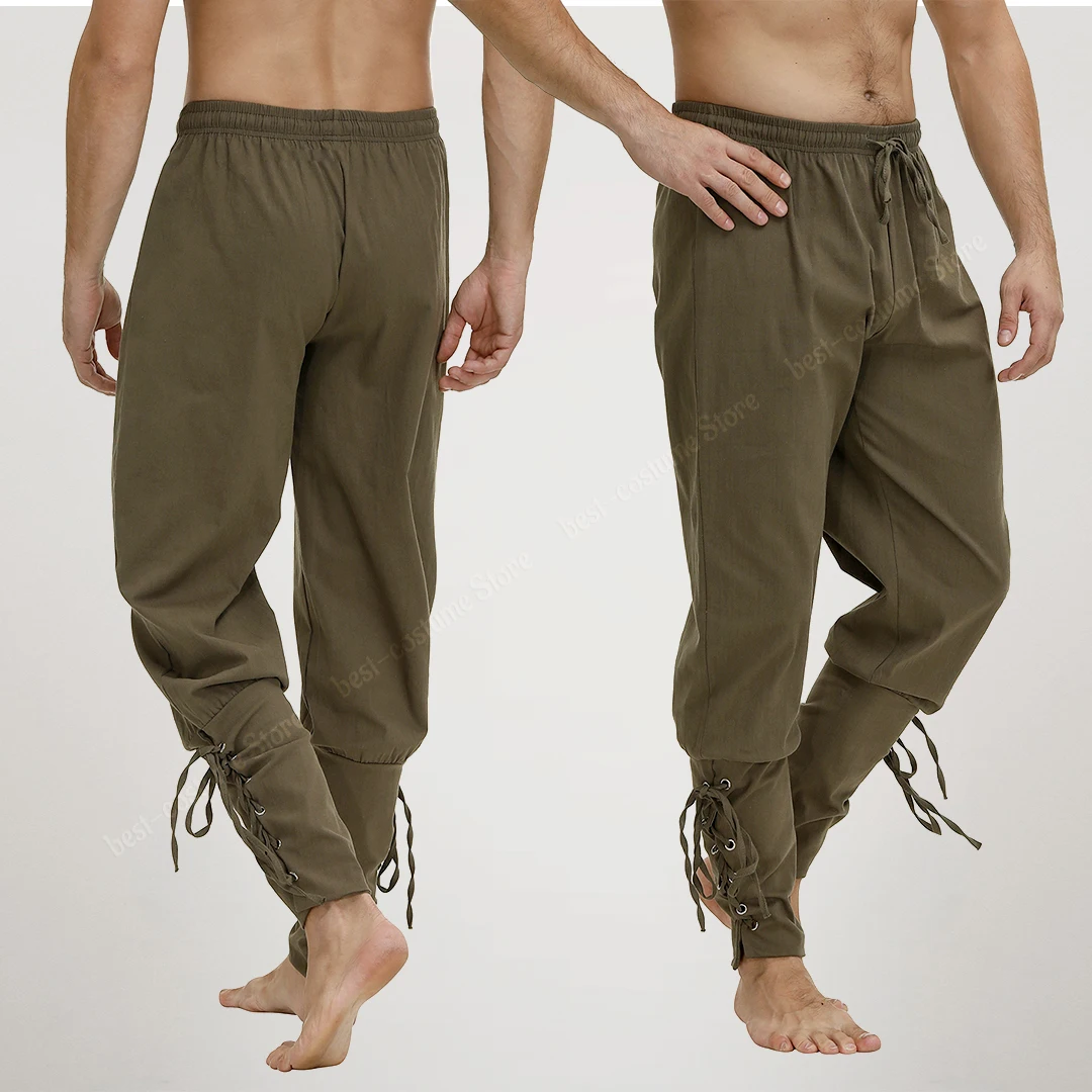 Pantalones de pirata para hombre, disfraz gótico, pantalones medievales renacentistas, pantalones cortos con cordón, disfraz de Halloween para