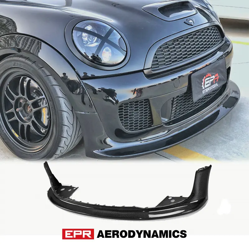 For Mini Cooper R56 JCW Mon Style Carbon Fiber Front Lip (facelifted) Fibre Bumper Splitter Kit (For JCW MC After Front Bumper)