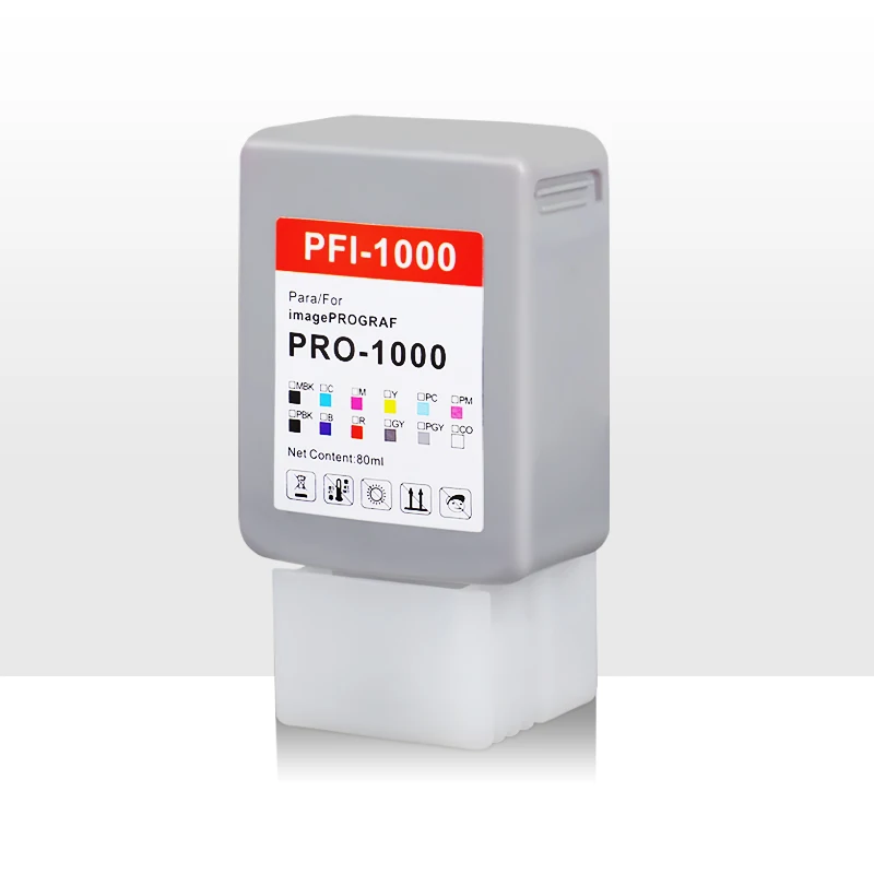 PFI-1000 80ML PRO1000 Compatible Ink Cartridge With Full Pigment Ink For Canon imagePROGRAF PRO-1000 Printer 12Colors