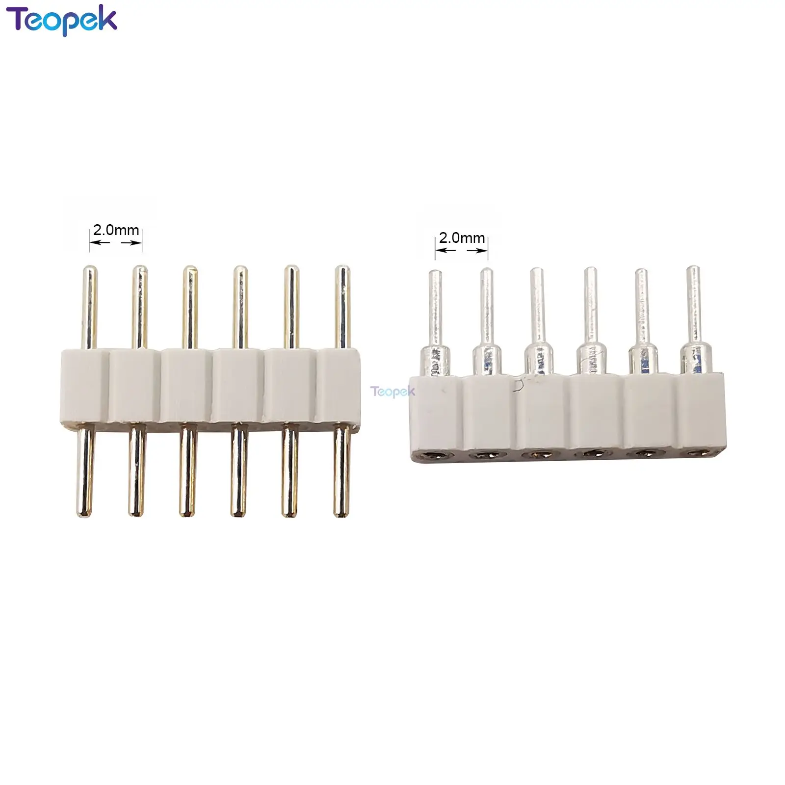 20pcs 6pin LED Connector, 6 Pin 2.0mm or 2.54mm Needle Distance, Male to Male/ Female Connector For RGB CCT LED Strip