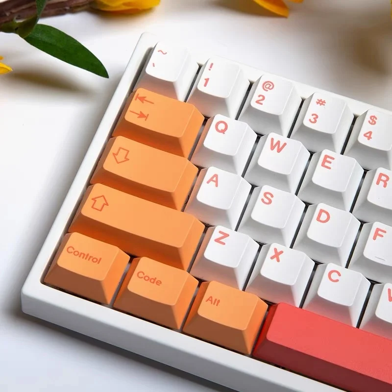 1ชุด GMK Peach N ครีม Keycap PBT Dye Subbed เชอร์รี่โปรไฟล์ Keycaps สำหรับ61 64 68 84 96 980 104แป้นพิมพ์