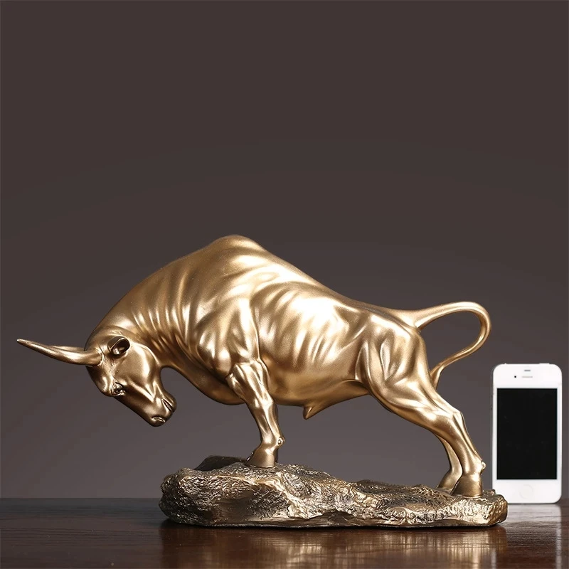 

Wall Street Bull Cattle Sculpture Cow Statue Mascot Exquisite Crafts Ornament Home Office Decoration Business Gift