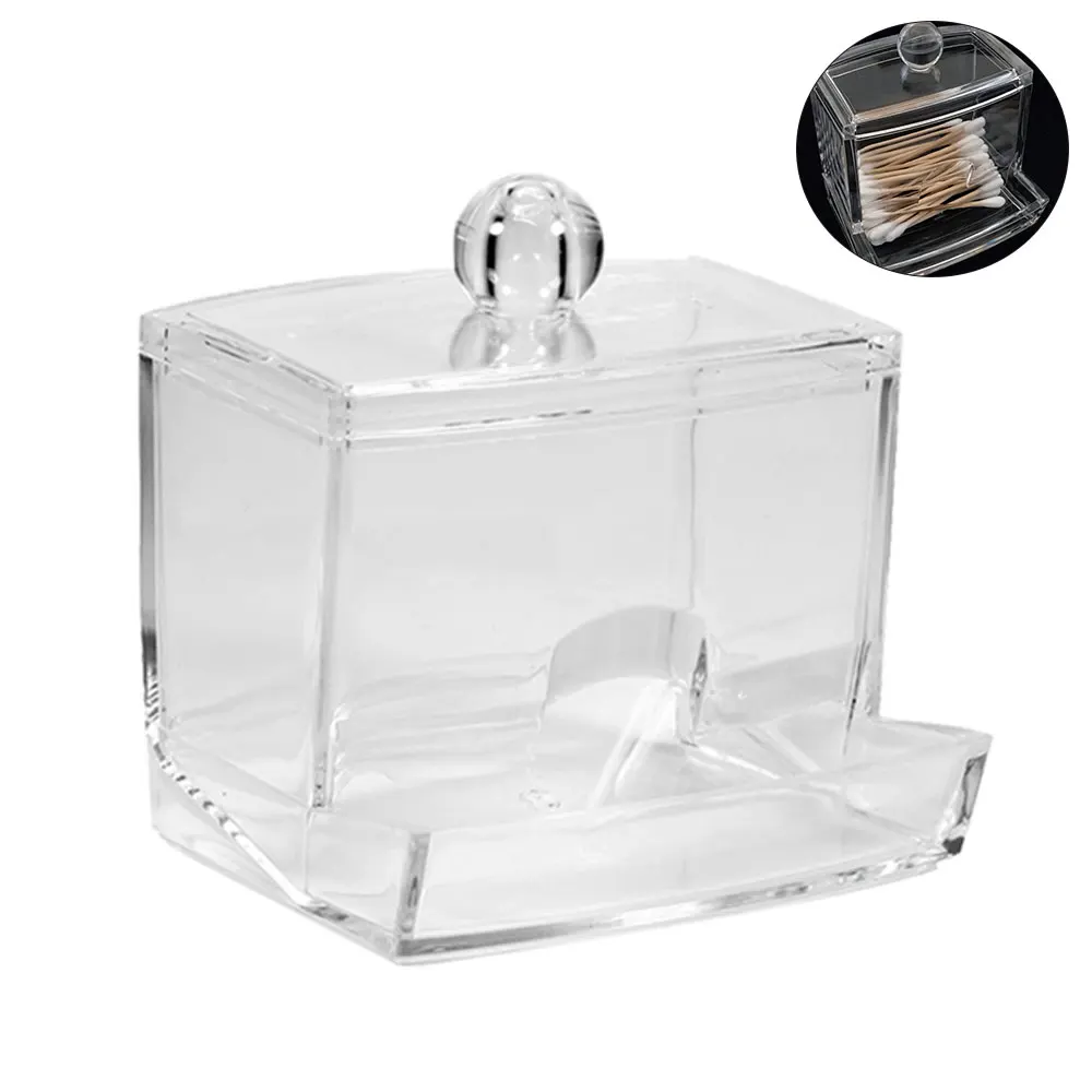 Acrylic Cotton Swab Makeup Storage Box Portable Make Up Cotton Pad Container Jewelry Holder Cosmetics Organizer